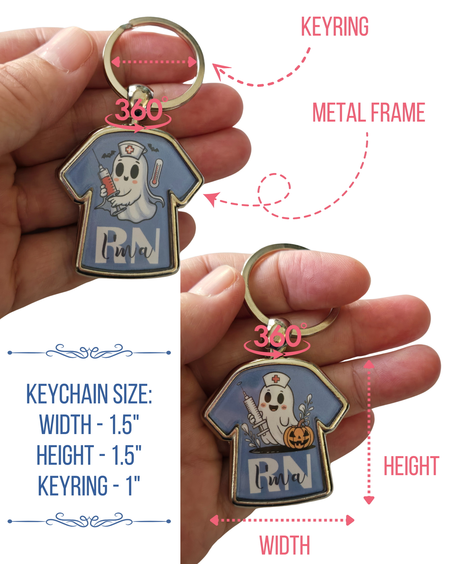 T-Shirt Shaped Double-Sided Keychain for Nurse