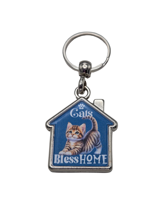 House-Shaped Keychain - Cute "Home Sweet Home" & More Designs, Double-Sided Heavy Metal Keyring with 360° Rotation, Perfect Gift for Home Lovers