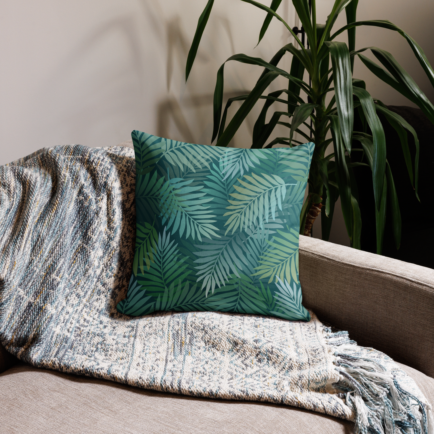 Premium Pillow Case | Forest Biome Overlapping Leaves