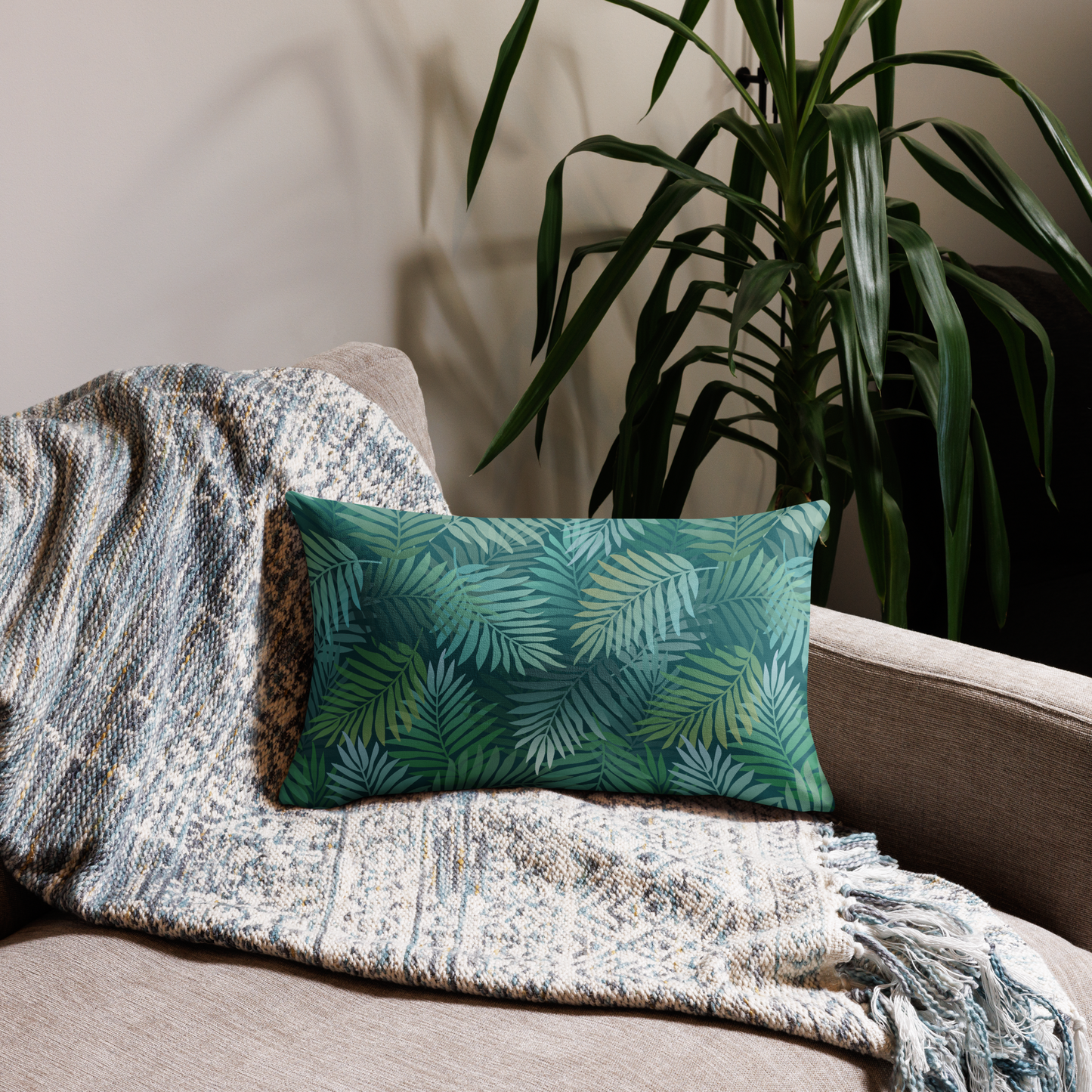 Premium Pillow Case | Forest Biome Overlapping Leaves