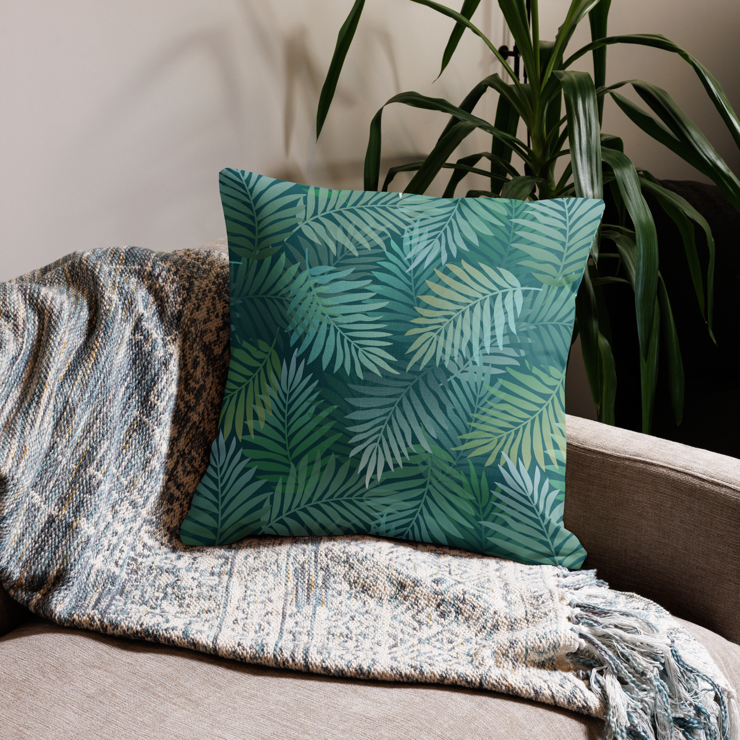 Premium Pillow Case | Forest Biome Overlapping Leaves