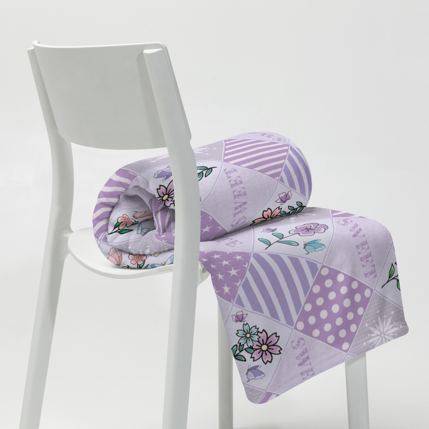 Throw Blanket | Sweet Cute Floral Butterfly Patchwork