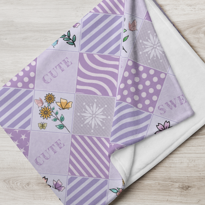 Throw Blanket | Sweet Cute Floral Butterfly Patchwork