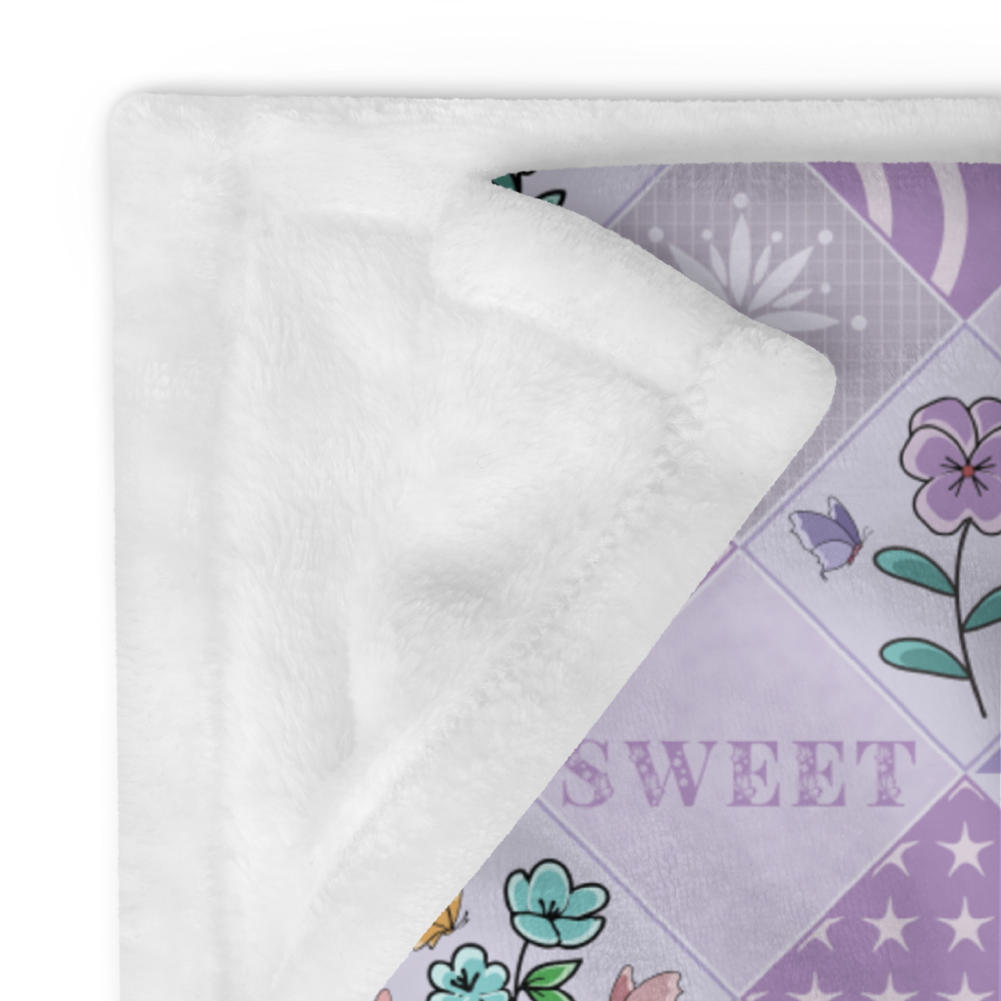 Throw Blanket | Sweet Cute Floral Butterfly Patchwork