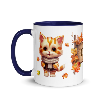 Add Your Name Coffee Mug 11oz | Personalized Autumn Fall Animal Cat