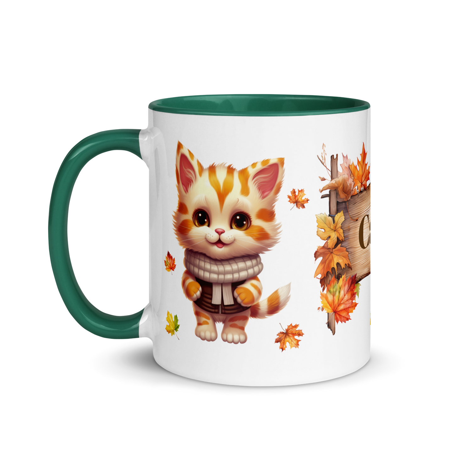 Add Your Name Coffee Mug 11oz | Personalized Autumn Fall Animal Cat