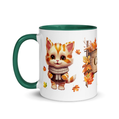 Add Your Name Coffee Mug 11oz | Personalized Autumn Fall Animal Cat