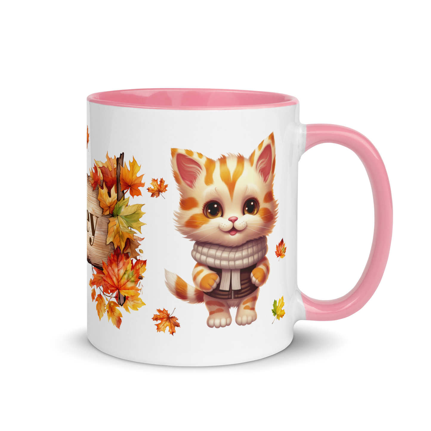 Add Your Name Coffee Mug 11oz | Personalized Autumn Fall Animal Cat