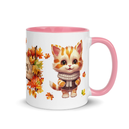 Add Your Name Coffee Mug 11oz | Personalized Autumn Fall Animal Cat