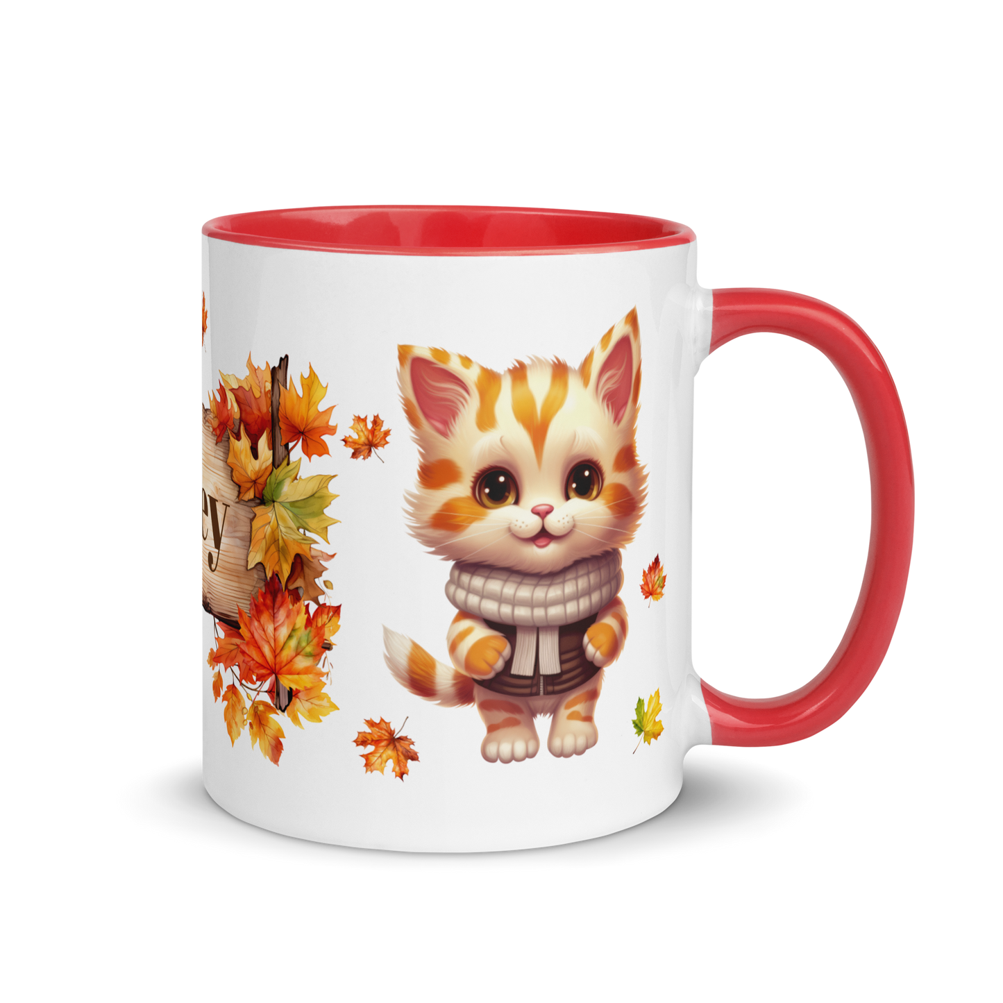 Add Your Name Coffee Mug 11oz | Personalized Autumn Fall Animal Cat