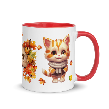 Add Your Name Coffee Mug 11oz | Personalized Autumn Fall Animal Cat